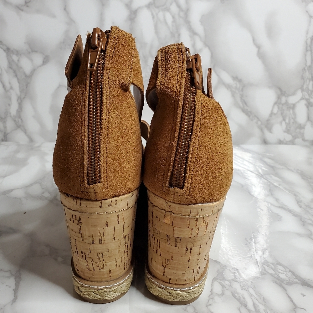 Dolce Vita Brown Suede Wedge Sandals Otto 7.5 - Picture 5 of 11